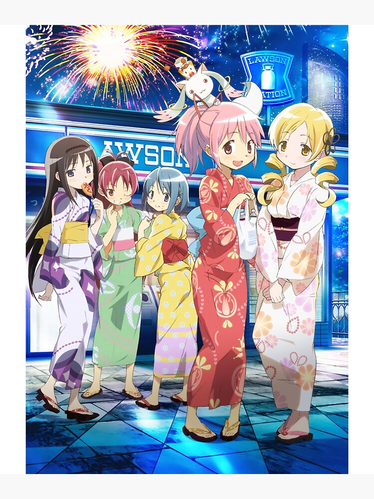 Puella Magi Madoka Magica Group Kimono Throw Pillow - Image 2