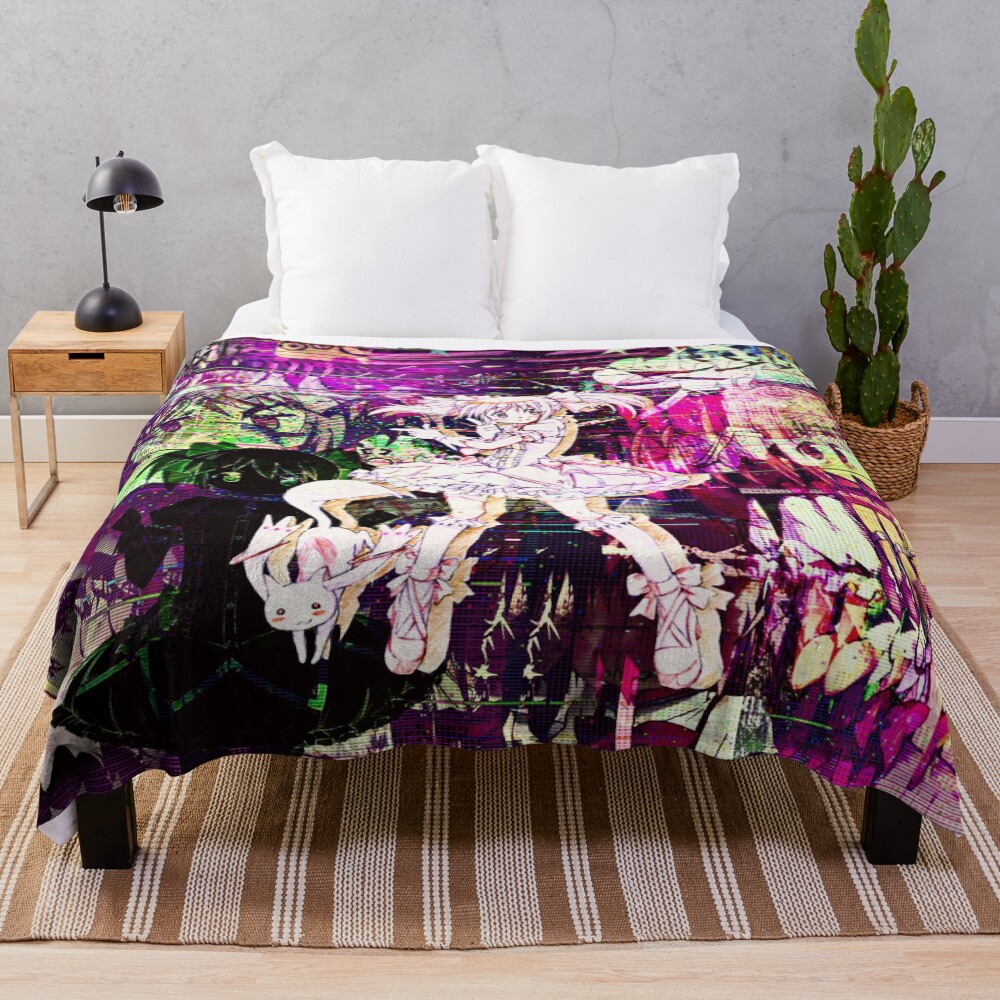 Madoka Magica Glitch Edit Throw Blanket
