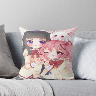 Madoka And Homura Throw Pillow
